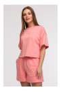 B294 Cropped sweatshirt with short sleeves - coral