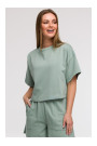 B294 Cropped sweatshirt with short sleeves - mint