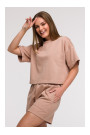 B294 Cropped sweatshirt with short sleeves - mocca