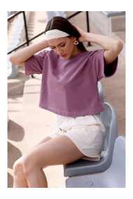 B294 Cropped sweatshirt with short sleeves - heather