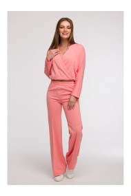 B296 Wide leg trousers with front seams - coral