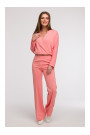 B296 Wide leg trousers with front seams - coral