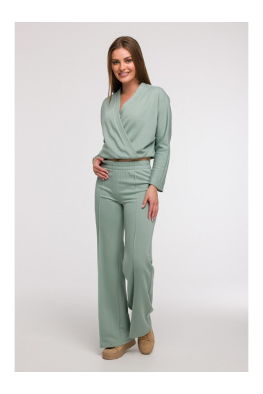 B296 Wide leg trousers with front seams - mint
