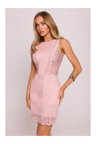 M864 Mini dress with lace panels - powder