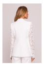 M865 Lace panels single button blazer - ecru