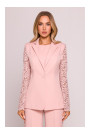 M865 Lace panels single button blazer - powder