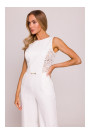 M866 Lace panels jumpsuit - ecru