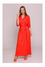 S406 Viscose maxi dress wrap design - coral