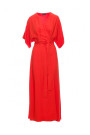 S406 Viscose maxi dress wrap design - coral