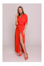 S406 Viscose maxi dress wrap design - coral