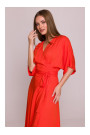 S406 Viscose maxi dress wrap design - coral