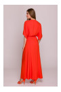 S406 Viscose maxi dress wrap design - coral