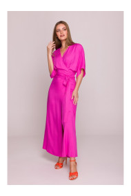 S406 Viscose maxi dress wrap design - lilac