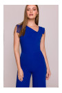 S407 Elegant jumpsuit with asymmetrical neckline - royal blue