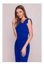 S407 Elegant jumpsuit with asymmetrical neckline - royal blue