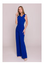 S407 Elegant jumpsuit with asymmetrical neckline - royal blue
