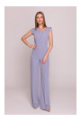 S407 Elegant jumpsuit with asymmetrical neckline - dove grey