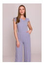 S407 Elegant jumpsuit with asymmetrical neckline - dove grey