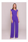 S407 Elegant jumpsuit with asymmetrical neckline - purple