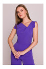 S407 Elegant jumpsuit with asymmetrical neckline - purple