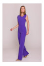 S407 Elegant jumpsuit with asymmetrical neckline - purple