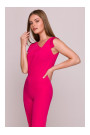 S407 Elegant jumpsuit with asymmetrical neckline - pink