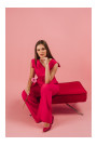 S407 Elegant jumpsuit with asymmetrical neckline - pink