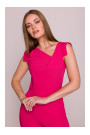 S407 Elegant jumpsuit with asymmetrical neckline - pink
