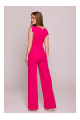 S407 Elegant jumpsuit with asymmetrical neckline - pink