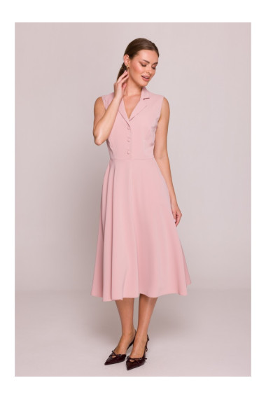 S409 Fit and flare shirt dress - powder