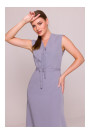 S410 A-line dress with tie detail V-shaped neckline - dove grey
