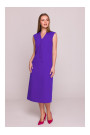S410 A-line dress with tie detail V-shaped neckline - purple