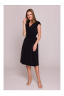 S411 Sleeveless dress with ruffled neckline - black
