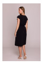 S411 Sleeveless dress with ruffled neckline - black