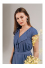 S411 Sleeveless dress with ruffled neckline - blue