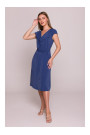 S411 Sleeveless dress with ruffled neckline - blue