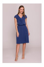 S411 Sleeveless dress with ruffled neckline - blue