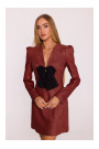 M869 Tweed V-neck dress - maroon