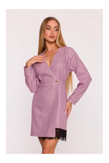 M871 Tweed wrap dress - marsala