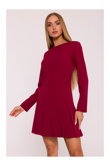 M872 Dress with inverted pleats - maroon