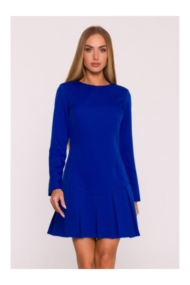 M872 Dress with inverted pleats - royal blue