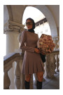 M872 Dress with inverted pleats - mocca