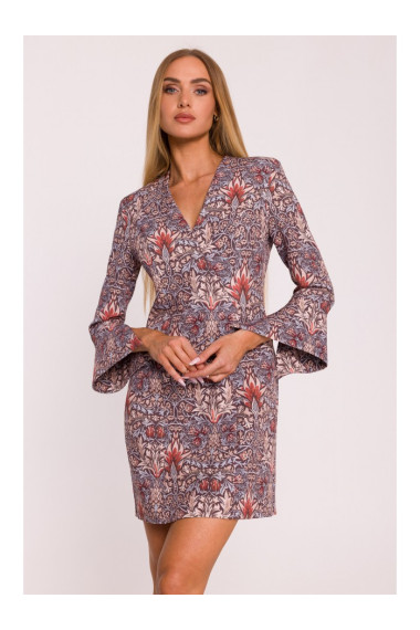 M877 Print dress with wide cuffs - model 2