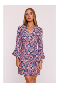 M877 Print dress with wide cuffs - model 3