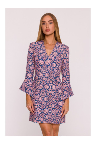 M877 Print dress with wide cuffs - model 3