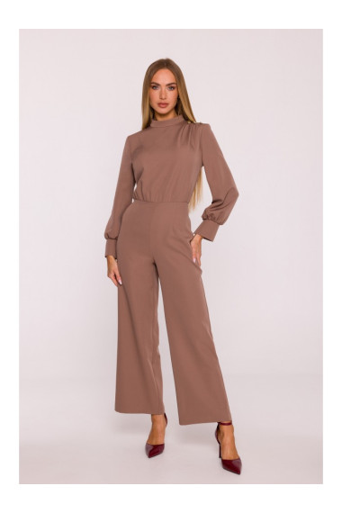 M879 Jumpsuit with stand-up collar - mocca