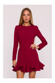 M880 Ruffled hem dress - maroon