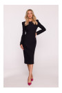 S412 Pencil dress with decorative shoulders - black