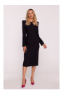 S412 Pencil dress with decorative shoulders - black