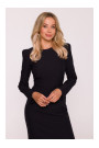 S412 Pencil dress with decorative shoulders - black